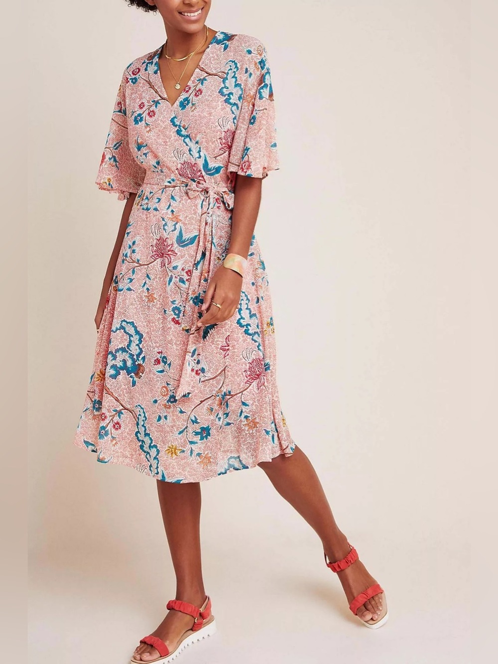 Anthropologie Maeve Adelaide Wrap Dress Pink Size Small